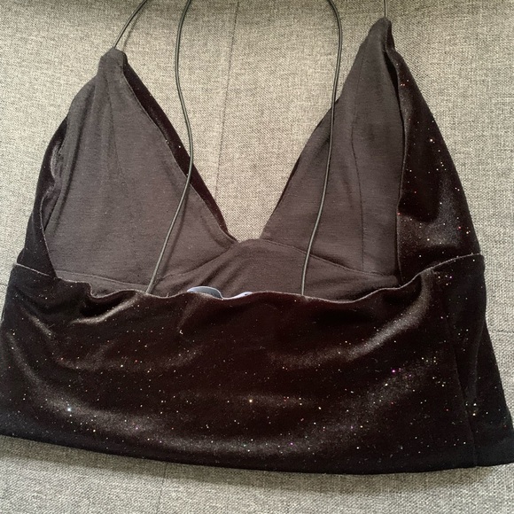 Urban Outfitters black velvet crop top with glitters . Size S-P - Picture 3 of 4